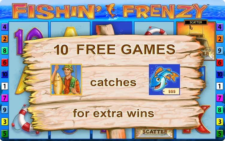 Fishin Frenzy free spin activation with 10 free games bonus