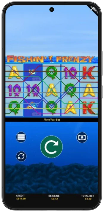 Fishin Frenzy slot paylines display showing winning combinations